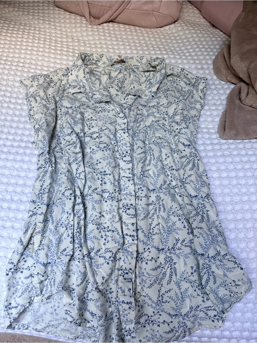 Jachs Pale Blue Floral Button-Down Blouse